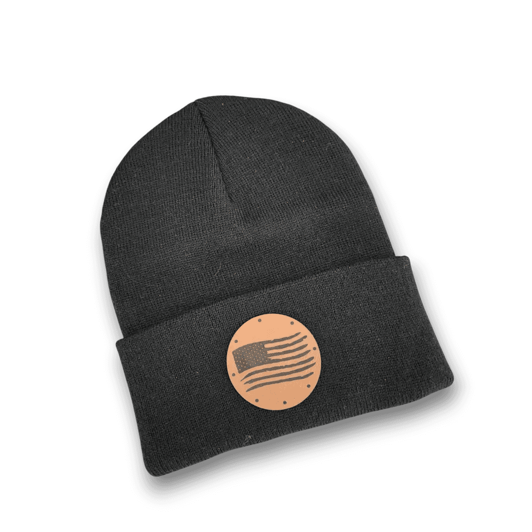 Distressed American Flag Patch Beanie Hat - Keeko Designs
