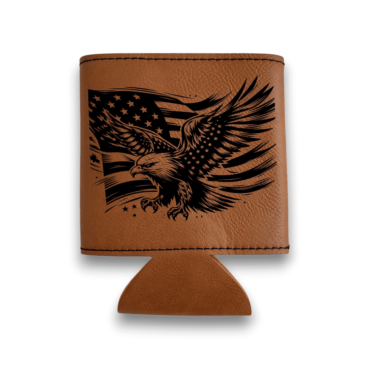 Engraved Leatherette American Flag Eagle Can Cooler - Keeko Designs