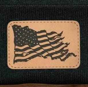 Wavy American Flag Patch Beanie Hat