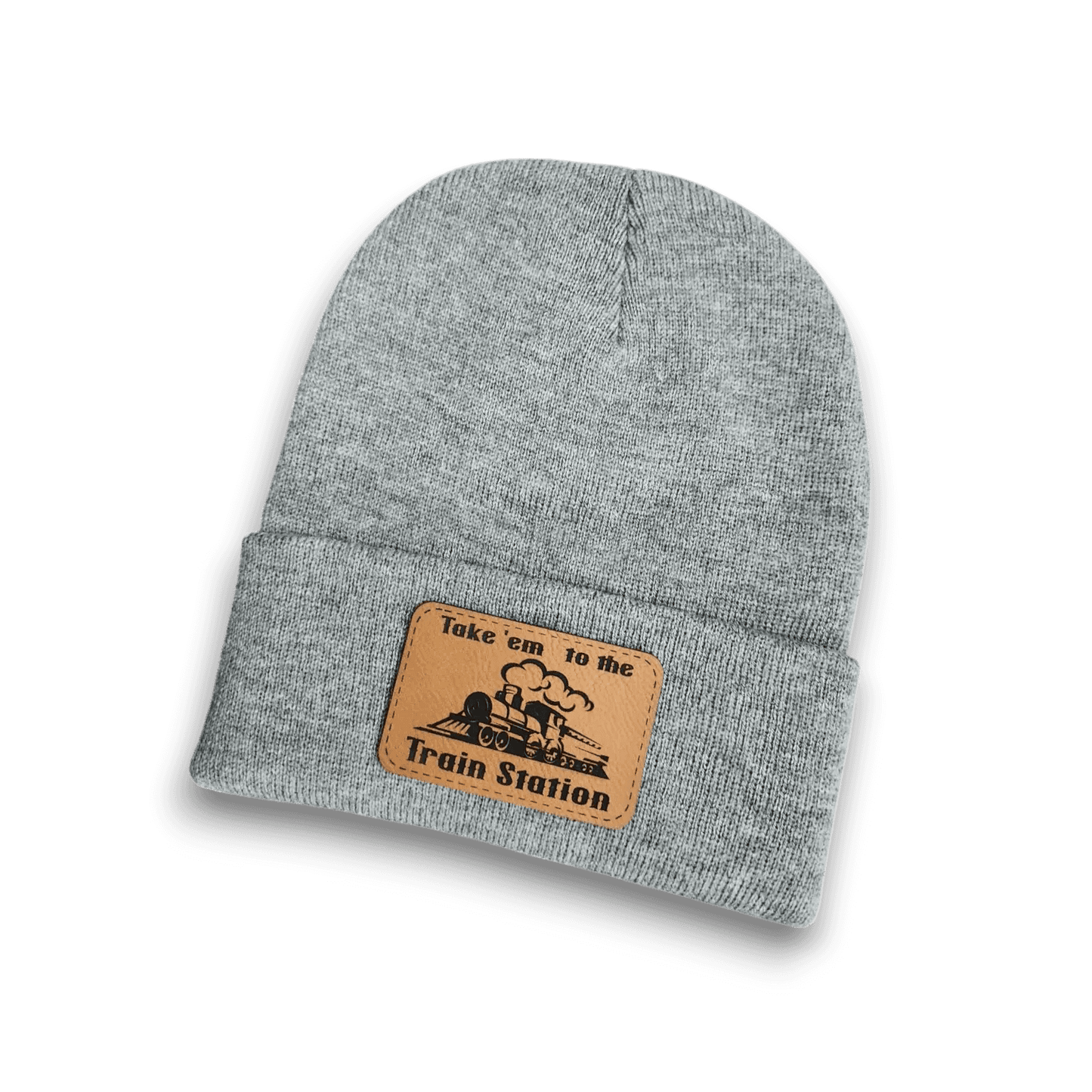 Take 'em to the Train Station Patch Beanie Hat - Keeko Designs