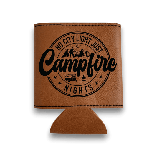 Engraved Leatherette Camping Can Cooler - Keeko Designs