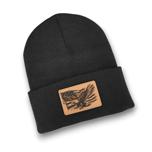 American Flag with Eagle Patch Beanie Hat - Keeko Designs