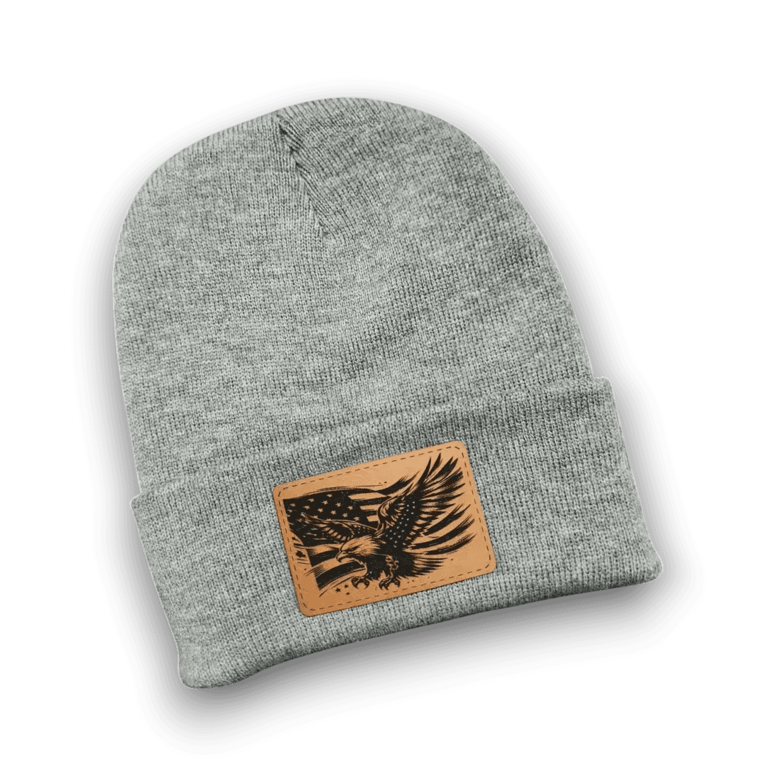 American Flag with Eagle Patch Beanie Hat - Keeko Designs