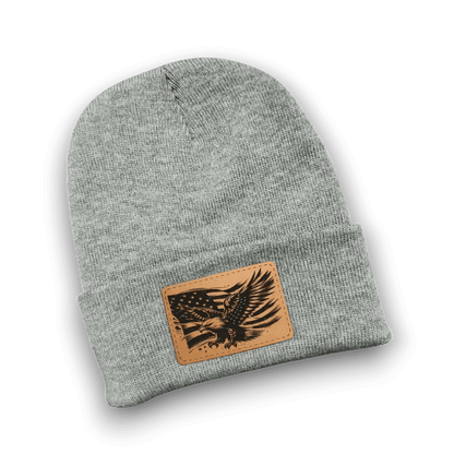 American Flag with Eagle Patch Beanie Hat - Keeko Designs