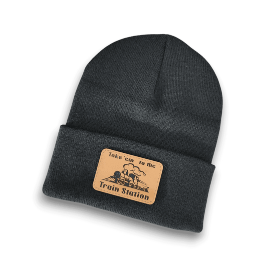 Take 'em to the Train Station Patch Beanie Hat - Keeko Designs
