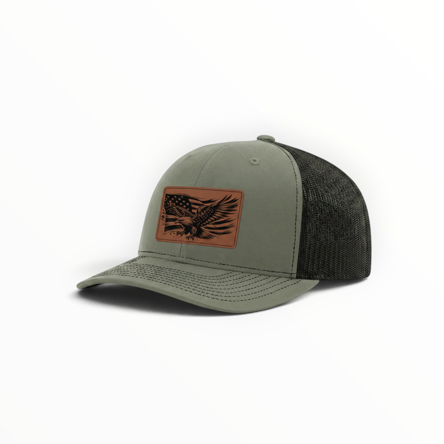 Trucker Hat with Patch-American Flag with Eagle