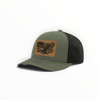 Trucker Hat with Patch-American Flag with Eagle