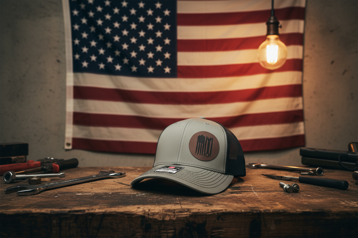 Mechanic American Flag Trucker Hat Lifestyle