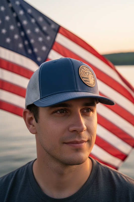 Michigan American Flag Trucker Hat - Model Shot