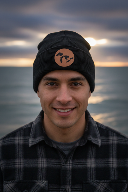 Michigan Great Lakes Silhouette Beanie - Model Shot