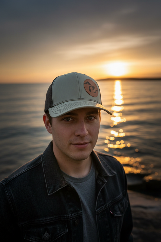 Michigan Great Lakes Silhouette Trucker Hat - Model Shot