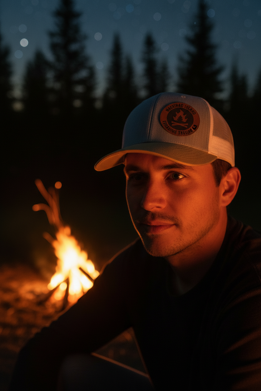 Michigan Great Outdoors Campfire Trucker Hat - Model Shot