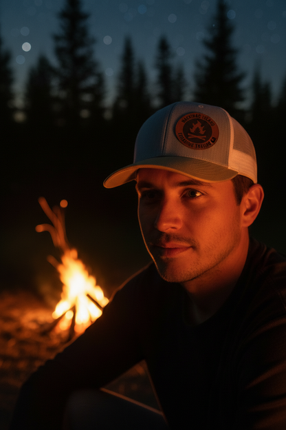 Michigan Great Outdoors Campfire Trucker Hat - Model Shot