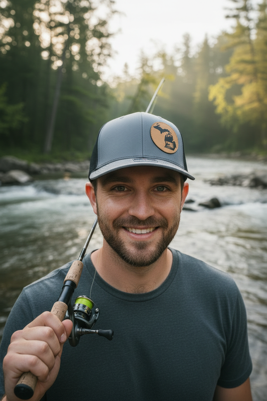 Michigan River Fishing Trucker Hat - Model Shot