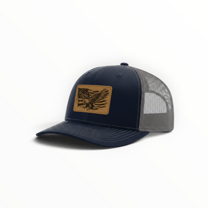 Trucker Hat with Patch-American Flag with Eagle
