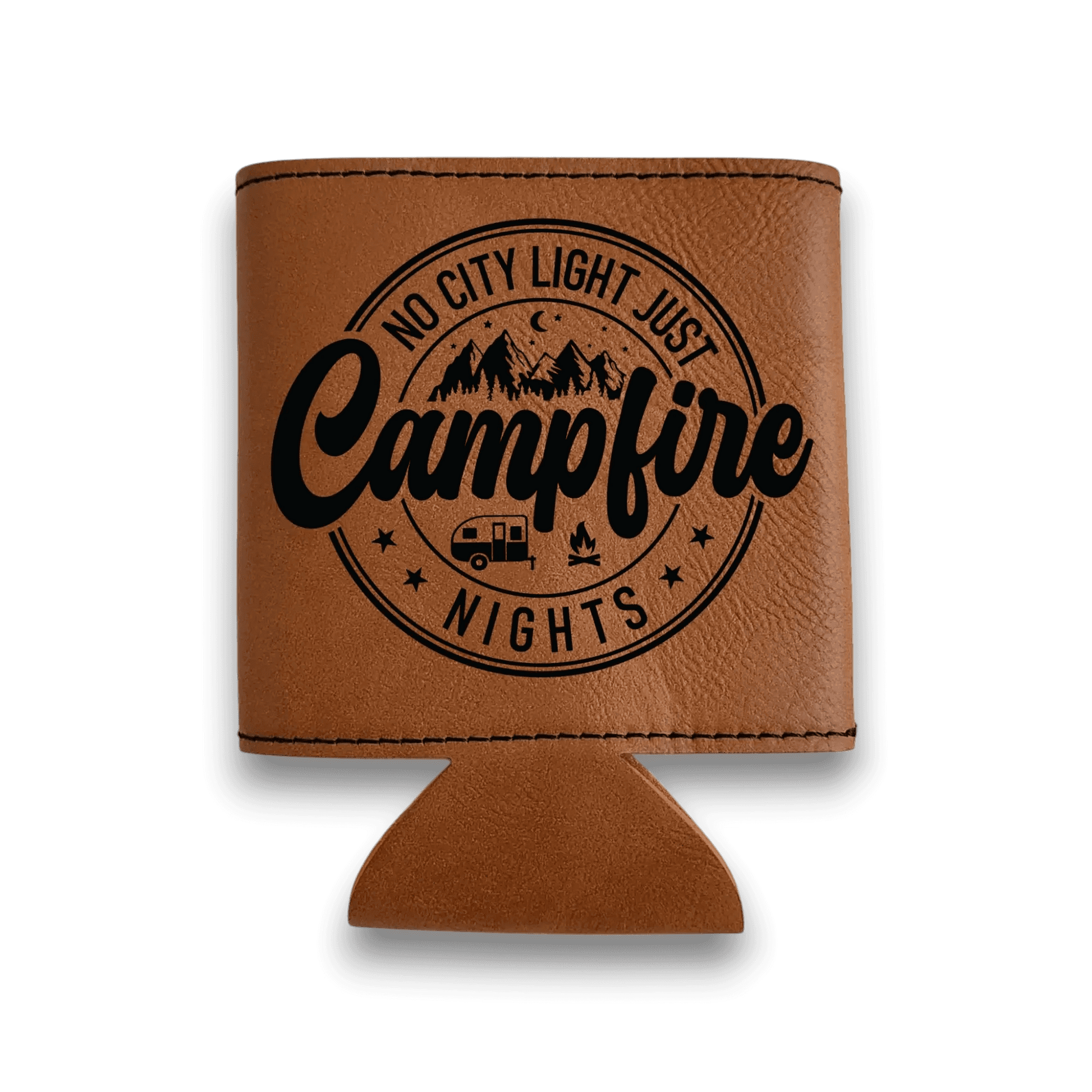 Engraved Leatherette Camping Can Cooler - Keeko Designs