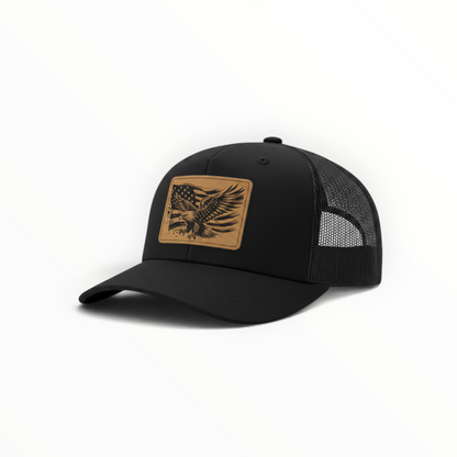 Trucker Hat with Patch-American Flag with Eagle
