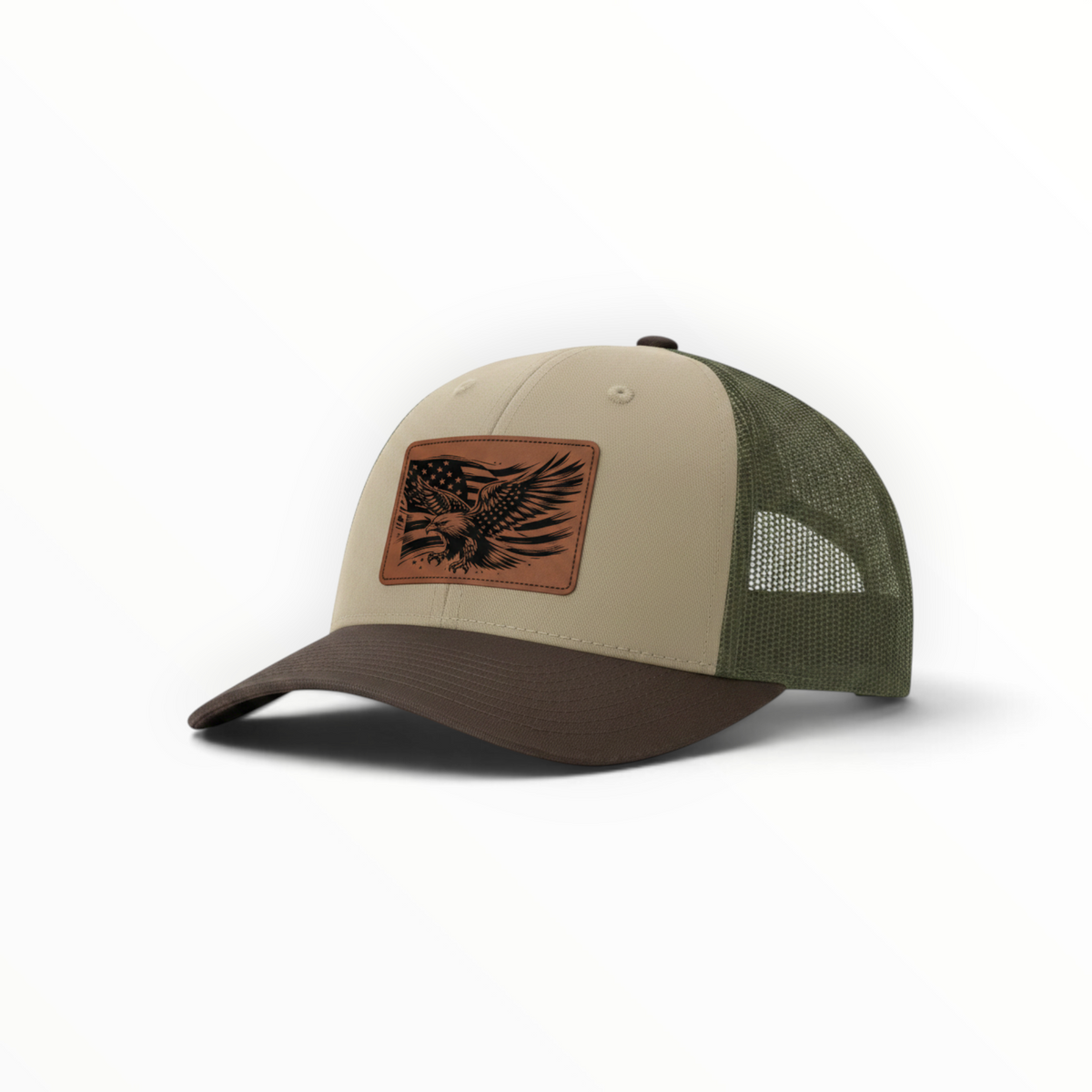 Trucker Hat with Patch-American Flag with Eagle