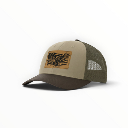 Trucker Hat with Patch-American Flag with Eagle